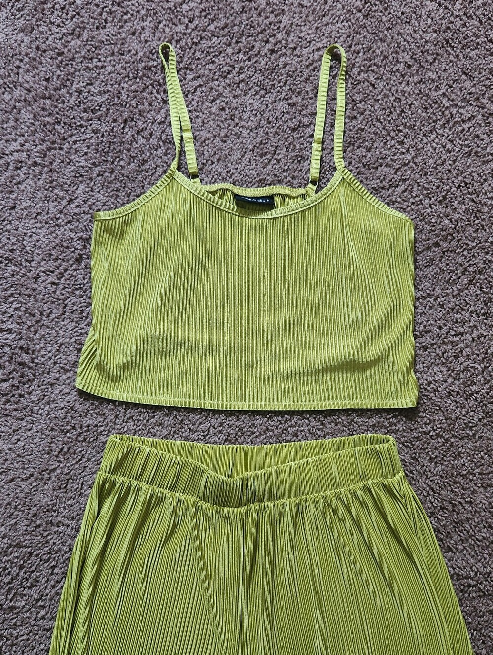 Two Piece Lime Green Pants Set